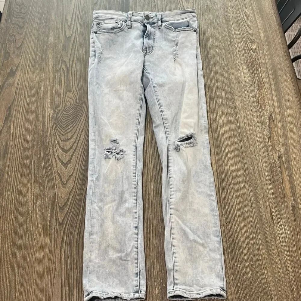 American Eagle Mens Straight Jeans Extreme Flex Distressed Ligh Wash Size 29x30